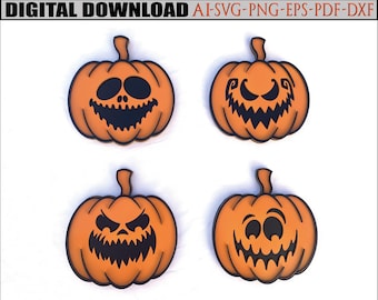 04 Pumpkin SVG Laser Cut Files, Halloween Svg Files, Jack O Lantern Svg ...