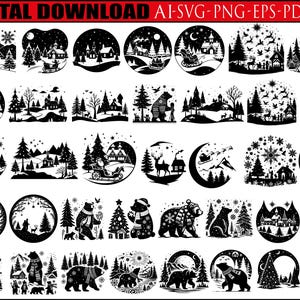 50 Weihnachts-Winterszene-SVG-Bundle, sofortiger digitaler Download, PNG, SVG-Schnittdateien