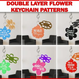Laser Cut Digital File / Flower Keychain SVG, PNG / Glowforge / Floral / Motivational / Affirmation / Mom / Mothers Day / Scrap buster
