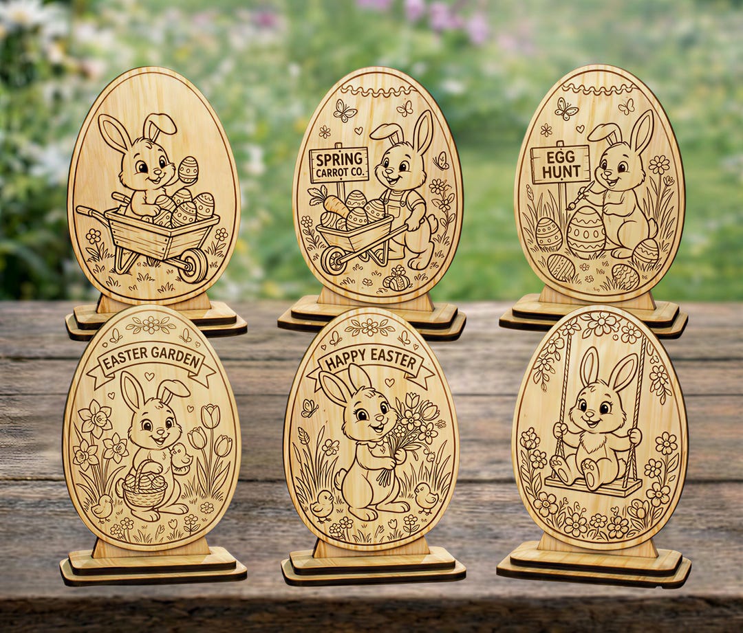 Standing Easter EGG Decoration 6 Bundle Laser Cut Svg File Glowforge ...