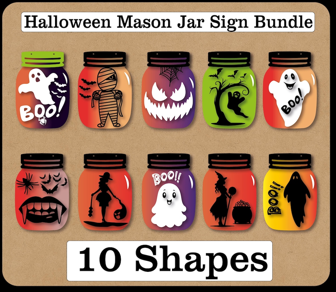 Halloween Mason Jar Sign Bundle, DIGITAL Download, Door Hanger Svg ...