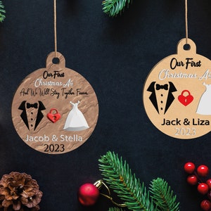 First Christmas , 2 Ornament Christmas, Mr & Mrs Ornament 2023-2024, Laser File, Glowforge Files, First Christmas Svg.