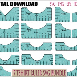 17 Tshirt Ruler svg Bundle, tshirt alignment tool svg, Centering tool Template, Vinyl Placement guide, t shirt ruler adult kids,cricut file