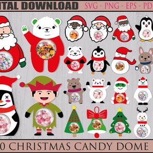Christmas Candy Dome SVG Bundle, Candy Ornaments SVG, Chocolate holder svg, Santa Candy dome Svg ,Christmas candy holder.