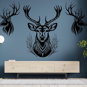 Deer laser cut svg dxf files wall sticker engraving decal silhouette template cnc cutting router digital vector instant download