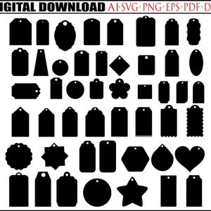 May include: A set of 36 black and white printable gift tags in various shapes and sizes. The tags are perfect for adding a personal touch to gifts.