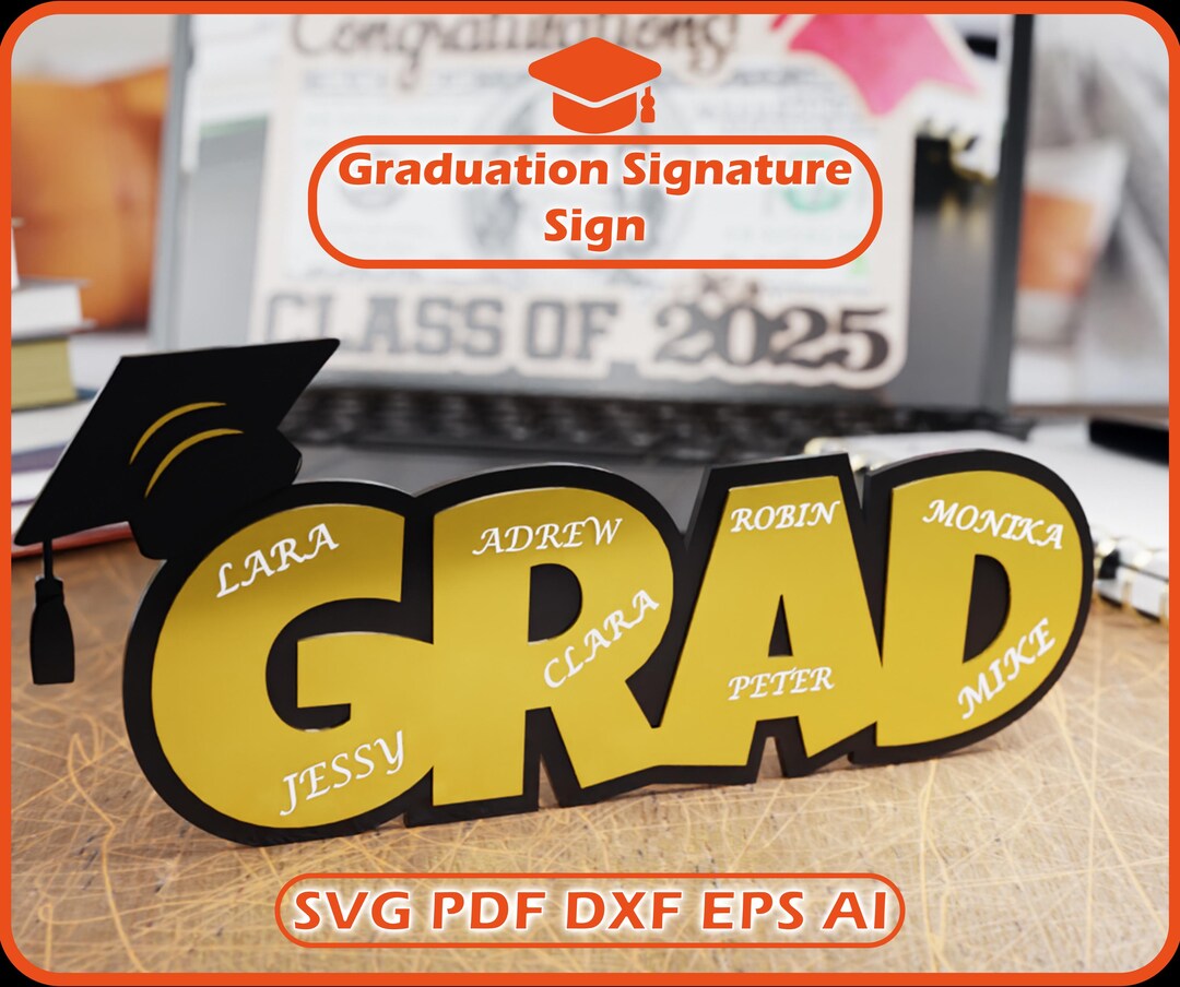 Graduation Signature Sign Laser Svg, Grad Signature Board Svg, Class of ...