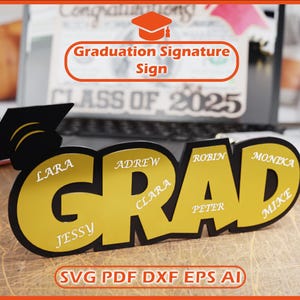 Graduation Signature Sign Laser Svg, Grad Signature Board Svg, Class of 2025 Svg, Keepsake Gift for Graduate, Glowforge, Laser Cut Files