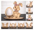 Easter Egg Holder SVG Bundle Laser Cut, Cute Easter Bunny Egg Holder Laser Cut Svg File Glowforge Wooden Easter Egg Holder Basket Decor Home product logo