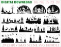 Winter Christmas Scene SVG, Winter Scene SVG, Magical Christmas Scene, Santa Reindeer SVG, Christmas Svg Bundle, Deer Svg, pine Tree Svg