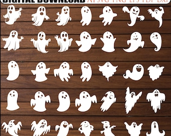 ハロウィンゴーストバンドルSVG、ハロウィンSVG、吊り下げゴースト、ハロウィンレーザーカットファイル、GlowforgeゴーストバンドルSVG、ハロウィンサインカットファイル