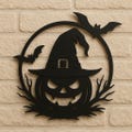 Spooky Pumpkin Door Hanger Svg, Hat and Bats Halloween Door Sign Bundle, Laser Cut File, Spooky Glowforge svg, Halloween Glowforge product logo