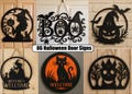 Halloween Door Sign Bundle, Spooky Boo Door Hanger Svg, Laser Cut File, Boo Svg, Pumpkin , witch , skull Glowforge svg, Funny Halloween product logo