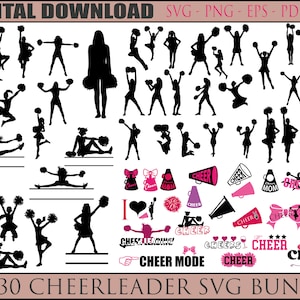 130 cheerleader svg, cheerleading svg bundle, cheer svg, cheerleader silouette svg, cheerleader Png files, Instant Download,