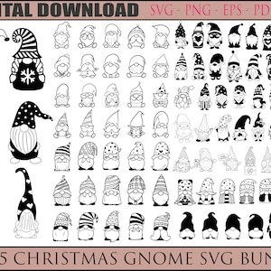 95 Christmas Gnome Bundle svg,png,pdf Christmas Doodle, Gnomes Merry Christmas svg, Gnomies svg Cut File for cricut