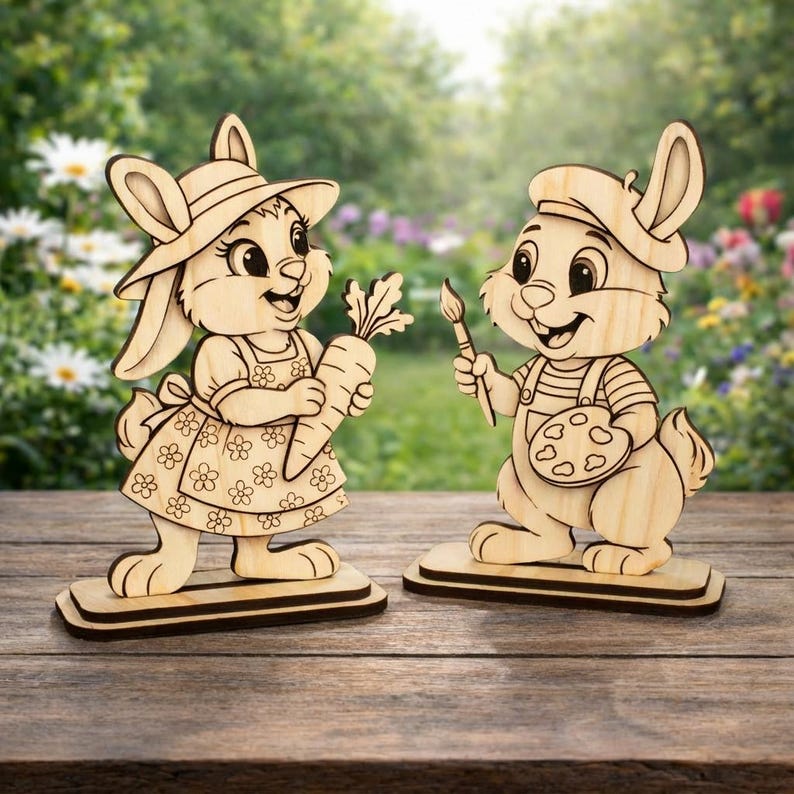 Standing Easter Bunny Decoration 5 Bundle Laser Cut Svg File Glowforge ...