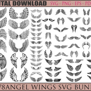 Angel Wings Svg Bundle, Angel Wings Clip Art, Wings Cut File For Silhouette, Angel Wings Bundle, Wings Svg Png Dxf, Memorial svg, rip svg