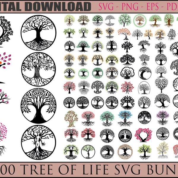 100 Tree of life Svg Bundle, Tree of life Clipart, Tree of life Svg cut files for Cricut, Celtic tree of life svg ,Family Reunion SVG.