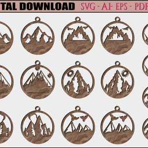 Mountain Earring Bundle SVG, Glowforge earring svg l Glowforge files l Laser cut files earring dxf l earrings bundle svg l Mountains Svg