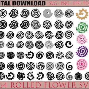 ROLLED FLOWER SVG,Paper flower svg cut file for Cricut Silhouette, Paper flower template svg, Wedding svg, Flower svg