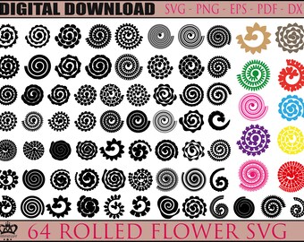 FLOR ENROLLADA SVG, Archivo de corte svg de flor de papel para Cricut Silhouette, Plantilla de flor de papel svg, Boda svg, Flor svg
