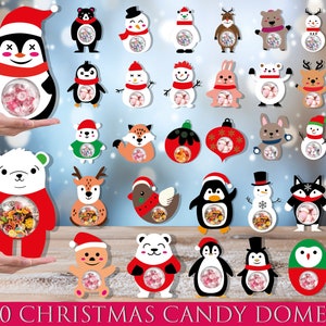30 Kerst Candy Dome SVG Bundel, Candy Ornaments SVG, Chocolade houder SVG, Candy Dome Svg, Candy Ornaments SVG, Kerst snoep houder.
