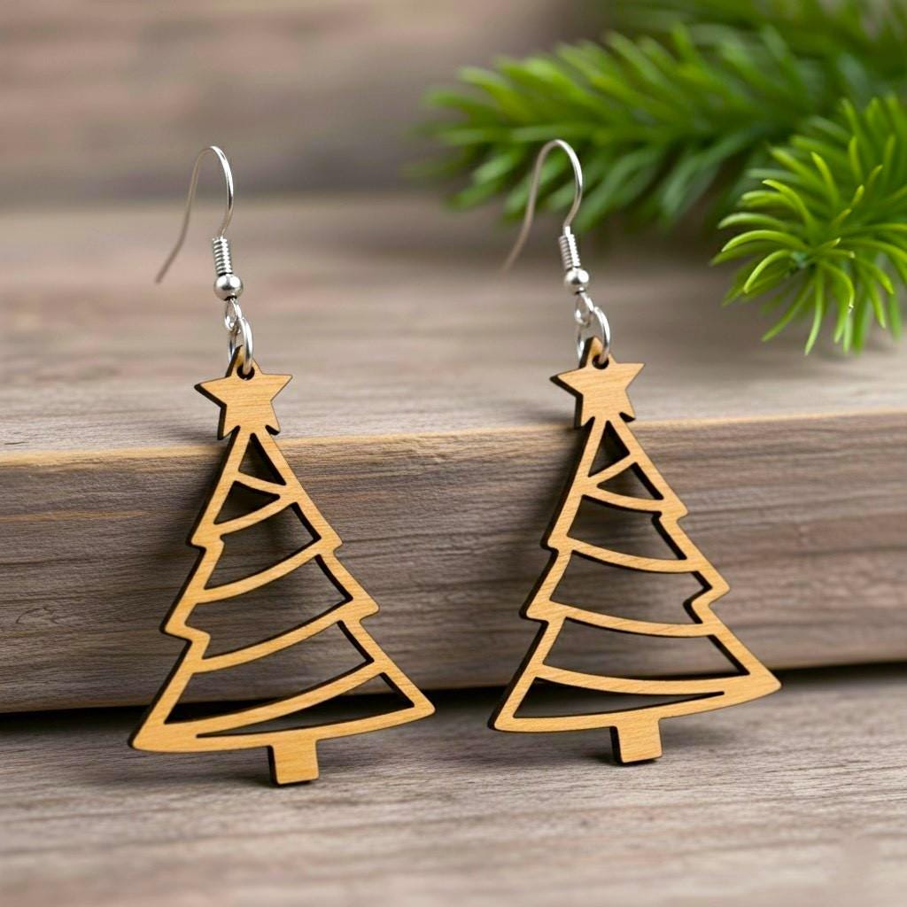 Orecchini a forma di 'albero di Natale' - BEIGE - 4.00