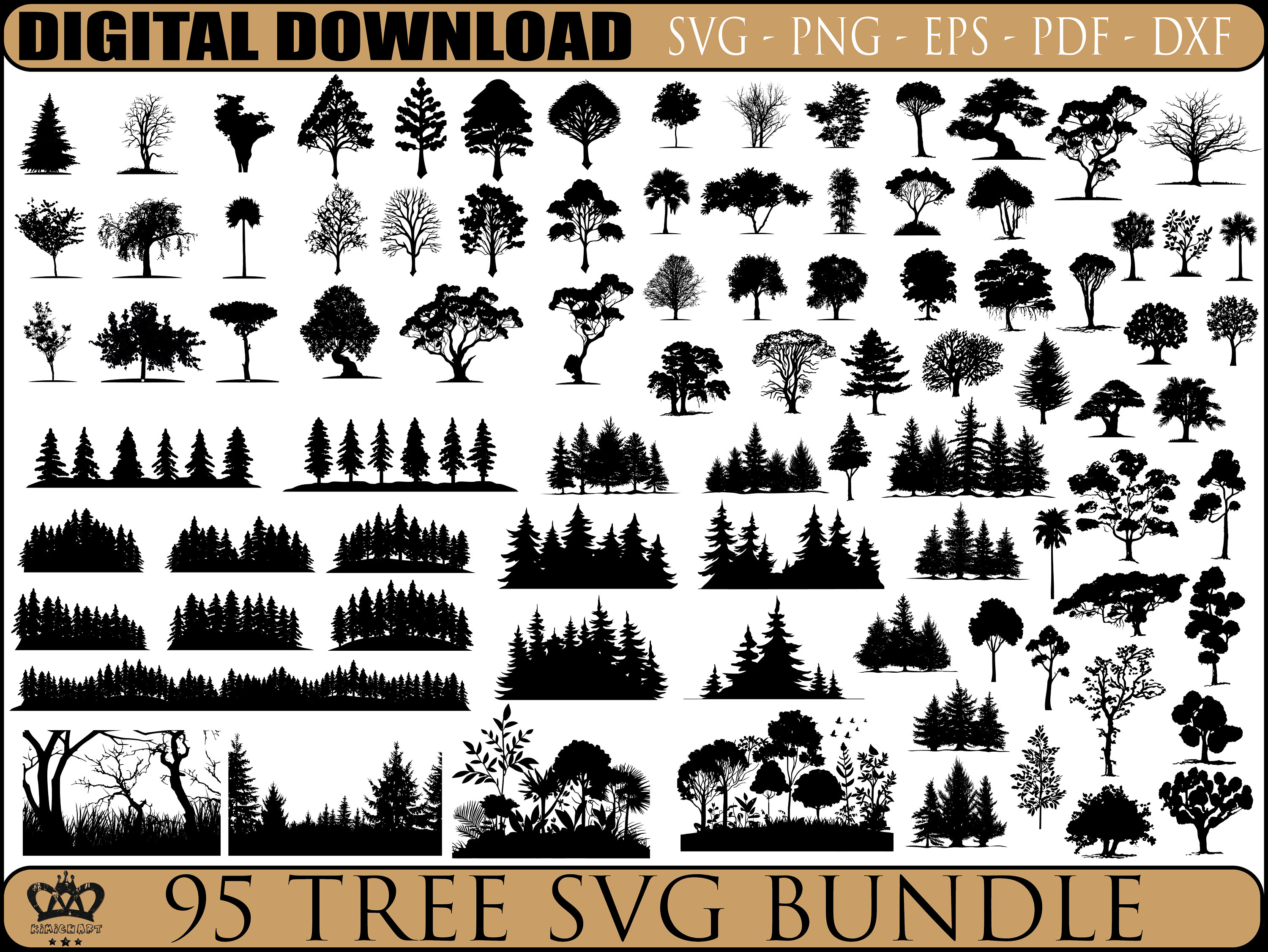 95 Tree SVG Bundle, Tree Silhouette Svg, Tree SVG, Trees Svg,forest Svg,  Landscape Svg,palm Tree Svg,lasercut Files,tree Line Svg. - Etsy Israel