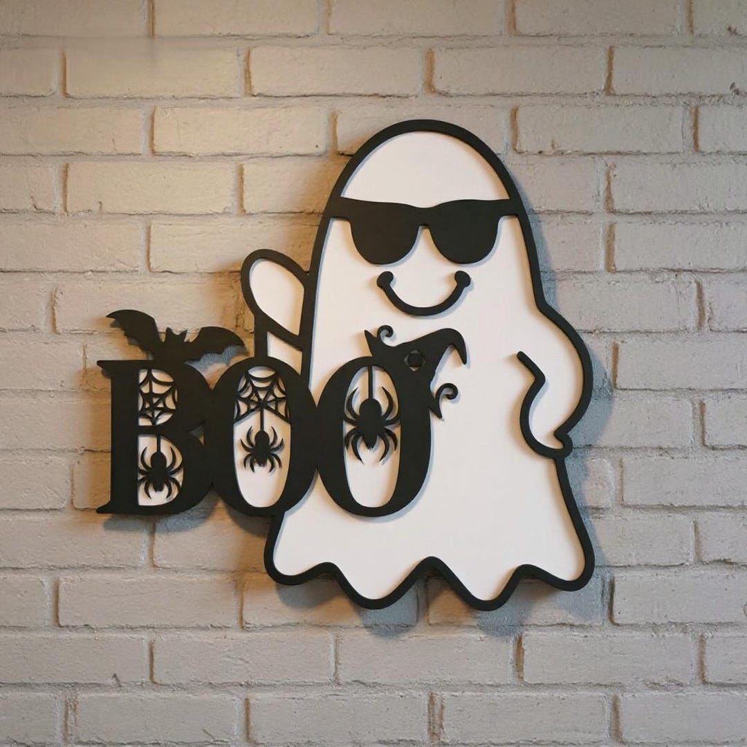 Сute Ghost Door Hanger Laser Cut Svg, Halloween Door Sign Bundle ...