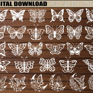 Butterfly Svg, Svg Bundle! Butterflies Papercut Template,Butterfly laser cut, Butterfly Cut File, Paper Cut Out, for Silhouette, Cricut