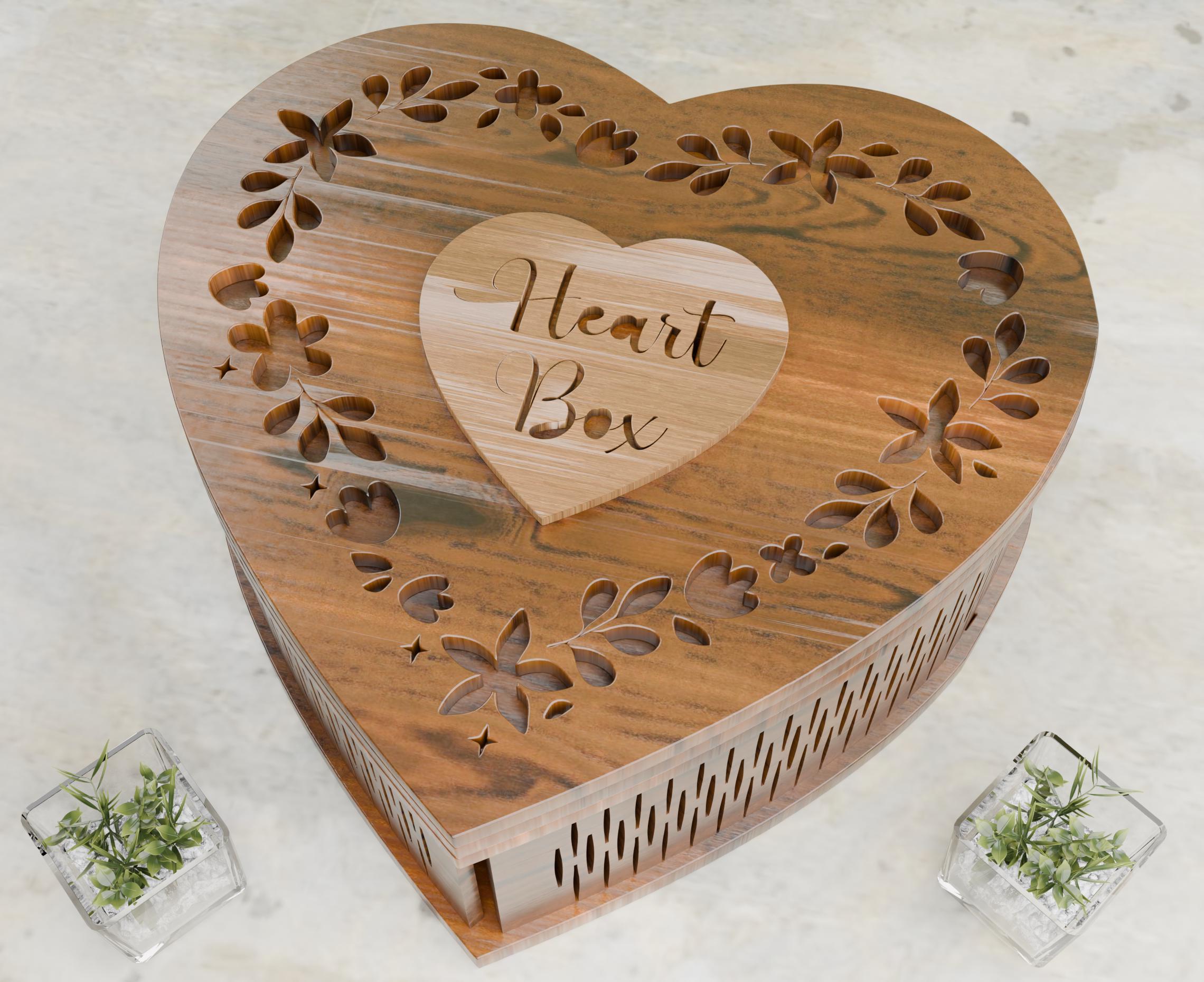 Heart Shaped Box Svg Laser Cut Files - Heart Box Svg Files For Laser Cutting - Valentine Jewelry Box Ideal for Gifts & Keepsakes