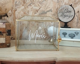 Sticker “Merci” pour Urne – Autocollant Personnalisé Mariage, Baptême, Anniversaire – Décoration Boîte à Cadeaux – Vinyle Adhésif