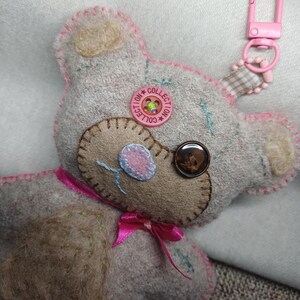 Handmade Wool Felt Bear Girl Bag Charm Decoration (Approx. 17cm)