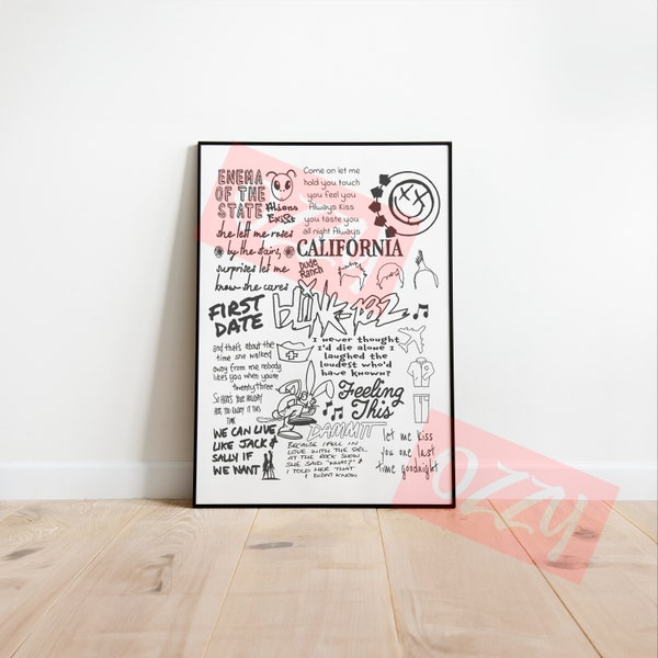 Blink-182 Doodle Blink 182 Poster Instant Download Printable High DPI Files