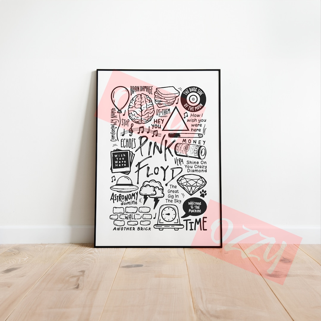 Pink Floyd Doodle Poster Instant Download Printable High DPI Files - Etsy