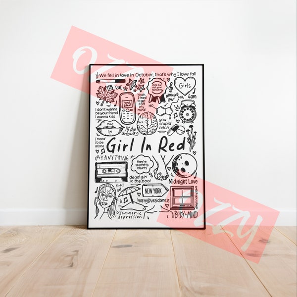 Girl In Red Doodle Instant Download Printable High DPI Files