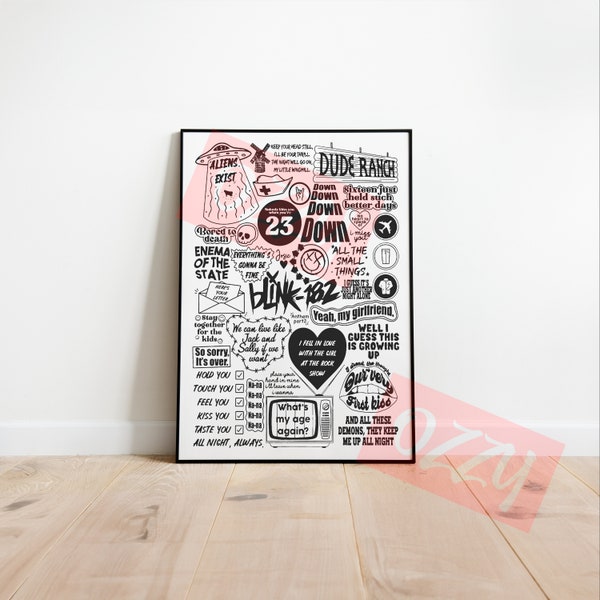 Blink-182 Poster Blink 182 Doodle Instant Download Printable High DPI Files