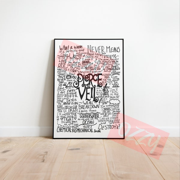 Pierce The Veil Doodle Poster Instant Download Printable High DPI Files