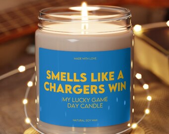 Chargers Win Scented Candle: NFL Game Day Decor, Sports Fan Gift