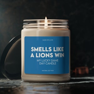 Smells Like A Lions Win Candle, Unique Gift Idea, NFL Candle, Detroit Lions Football Merch, Game Day Decor, Sport Gifts for Fans