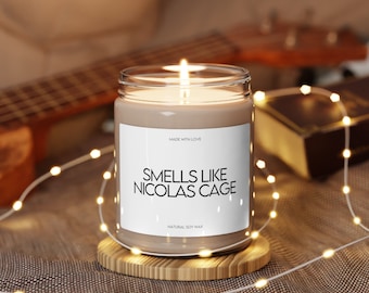 Smells Like Nicolas Cage Candle: Humorous Soy Wax Candle Gift