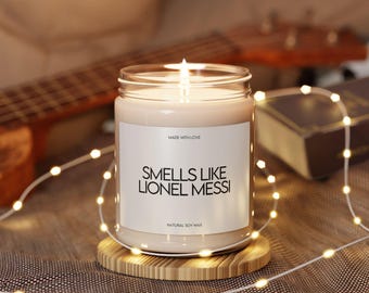 Smells Like Lionel Messi Scented Candle - Perfect Christmas Gift, Stocking Stuffer, Cozy Holiday Fragrance, Best Gift for Soccer Fans