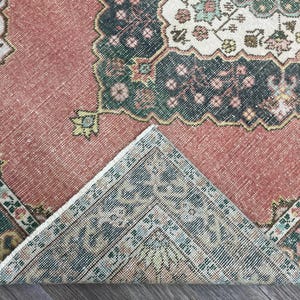 4x6 Vintage Turkish Oushak Rug: Handmade Wool Floral Area Rug
