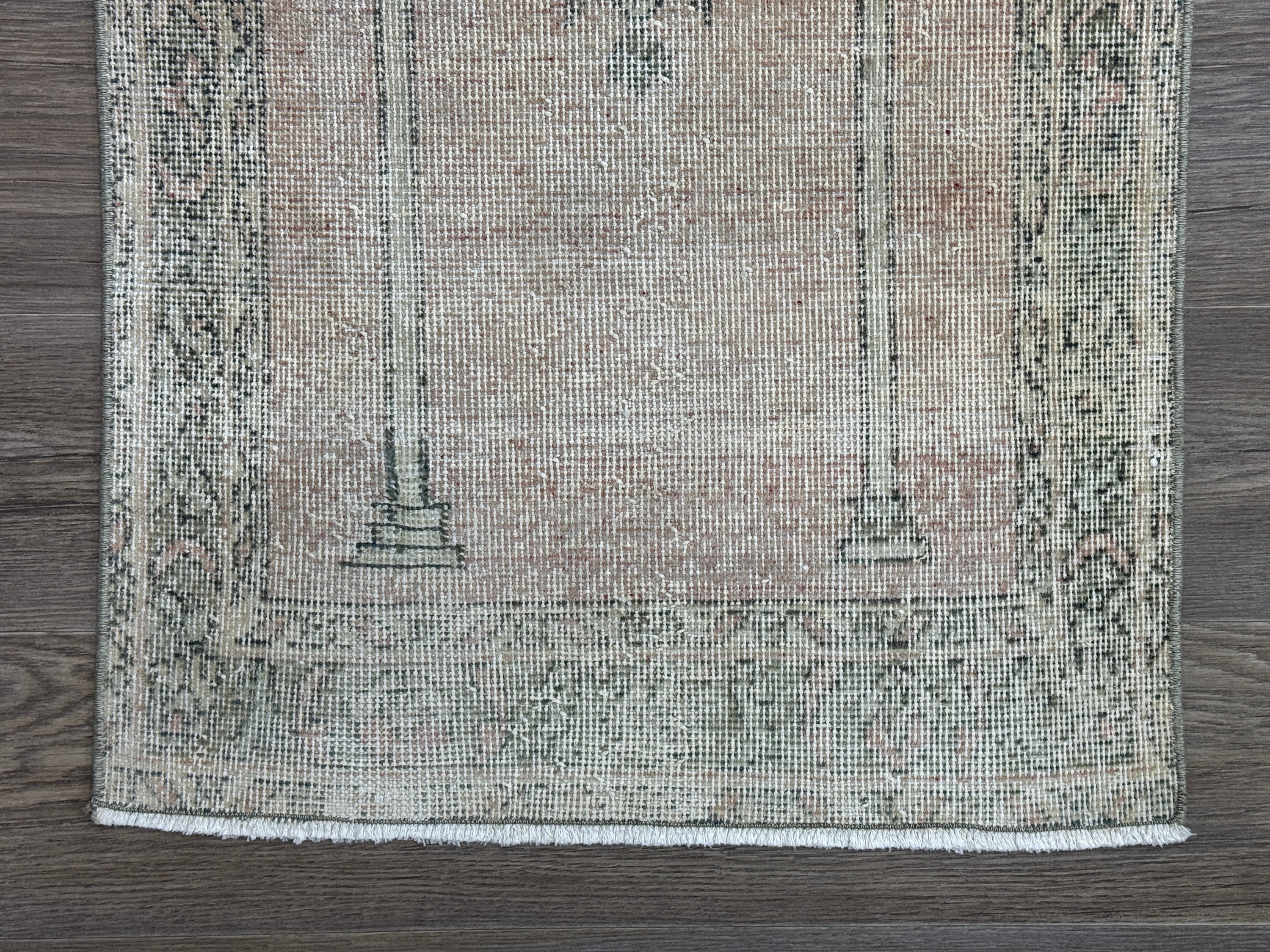 2x4 Pink Green Faded Yellow Turkish Rug, Handmade Vintage Wool Rug, 2x4 ...