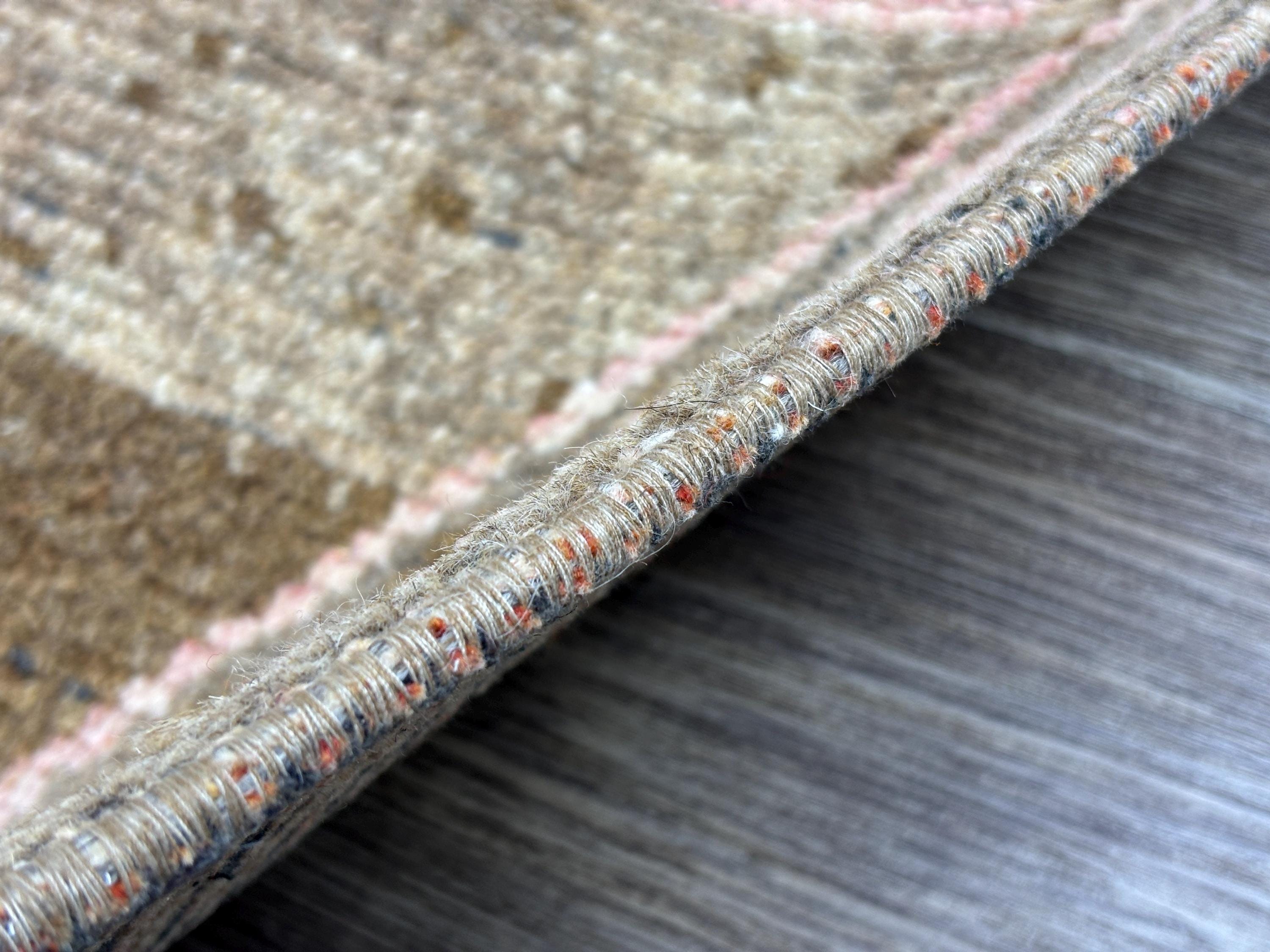 2x4 Pink Brown Vintage Turkish Accent Rug, Hand-knotted Wool Small Area ...