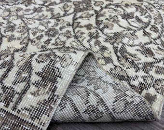 3x2m Beige Brauner Vintage türkischer Läufer Teppich, Handgeknüpfter Wollteppich Oushak Flur Läufer, Küche, Bad, Eingangsbereich Dekor, 2,6x2,6m