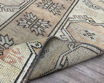 2x9 Beige Brown Oushak Runner Rug, 2x9 Handmade Turkish Runner, Vintage Runner, Stair, Kitchen, Hall, Entry Runner, Home Decor, 2.0x8.8 Ft