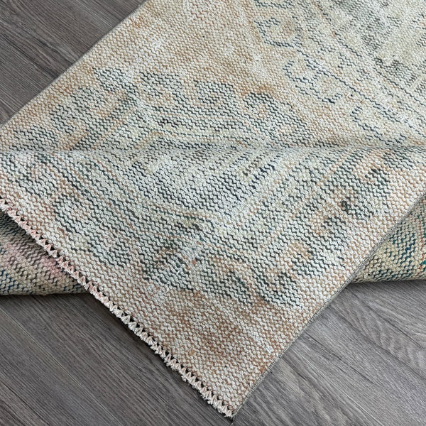 3x5 Faded Orange Turkish Rug, Handmade Vintage Rug, 3x5 Oushak Rug, Natural Wool Rug, Living Room, Bedroom, Kids Rug, Home Decor, 2.6x4.6 Ft