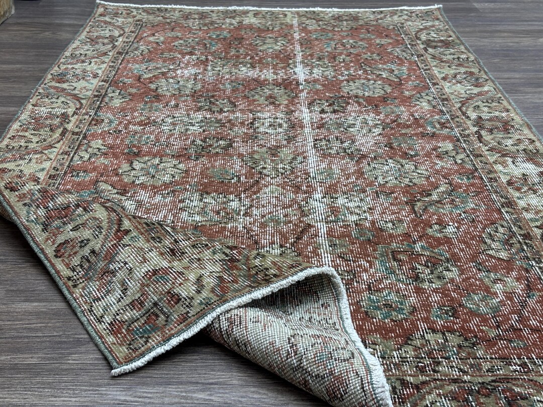 Rusk Color Rug Runners 3x6 Red Green Floral Vintage Turkish Runner Rug, Hand-knotted Wool ...