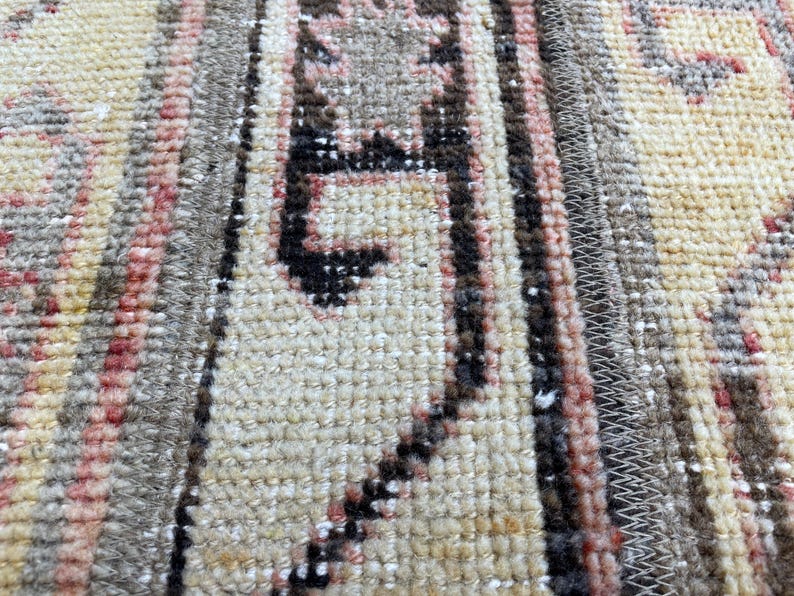 2x5 Beige Brown Turkish Runner Rug, 2x5 Vintage Patchwork Runner